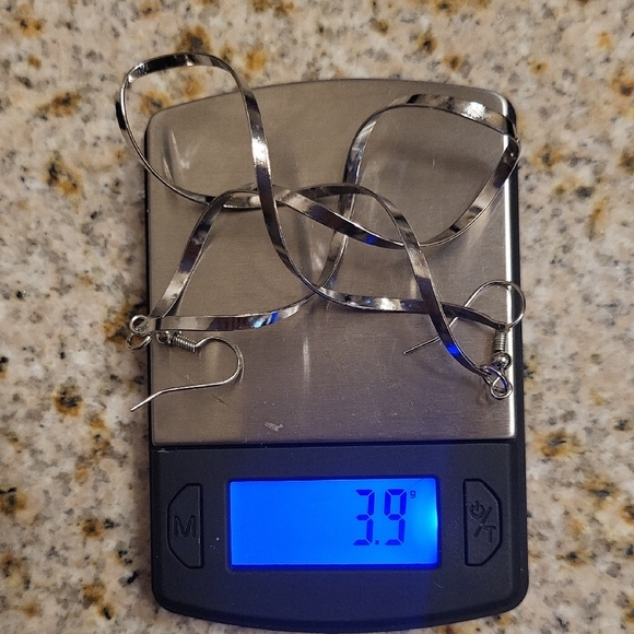 Sterling Silver Teardrop Dangle Earrings with Twisted Design - Picture 4 of 4